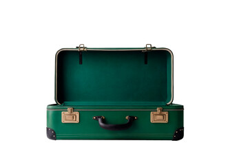 open green suitcase isolated