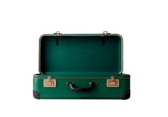 open green suitcase isolated