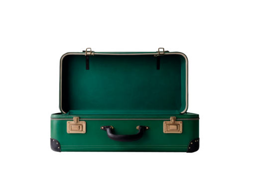 open green suitcase isolated