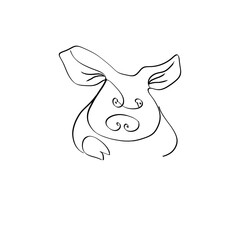 pig. pork, cartoon, lines, logo, part of logo