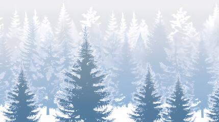 Obraz premium Winter forest fir trees spruce silhouette vector image,Pine forest silhouette wood tree background .