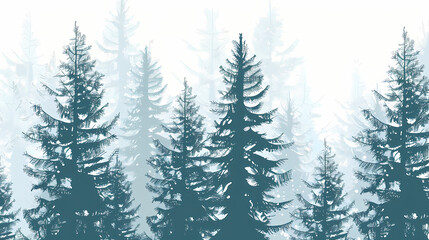 Fototapeta premium Winter forest fir trees spruce silhouette vector image,Pine forest silhouette wood tree background .