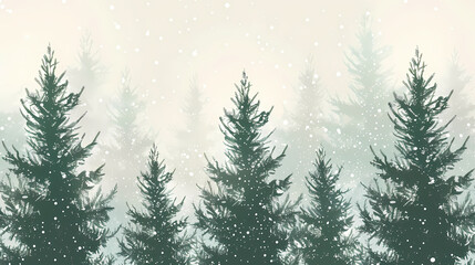 Winter forest fir trees spruce silhouette vector image,Pine forest silhouette wood tree background .