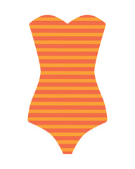One-piece swimsuit with stripes and no straps. Isolated vector illustration for summer design.