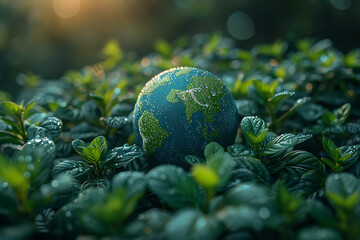 A vibrant blue and green eco Earth globe highlighting themes of environmental world protection, ecological conservation, and the message of "Save the Planet" in celebration of Earth Day
