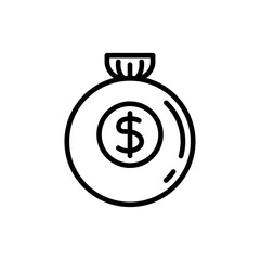 Money line icon. Charity icon. Donation icon isolated on white background. Transparent background, minimalist symbol. Vector images