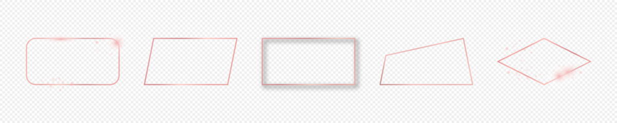 Rose gold glowing different geometric shape frame