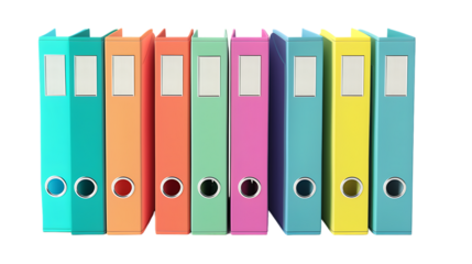 Office folders isolated on transparent background