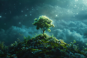 Obraz premium A vibrant blue and green eco Earth globe symbolizes environmental world protection and ecological conservation, promoting the message 