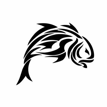 illustration vector graphics of tribal art design Giant trevally fish tattoo