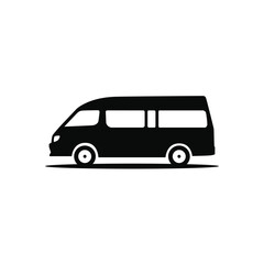 Van bus silhouette icon. Side view. Vector illustration