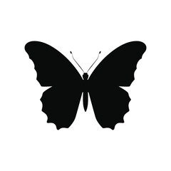 Black butterfly silhouette icon. Vector illustration