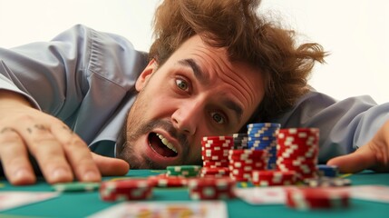 man losing in poker