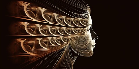 The concept of rational and irrational thinking of two people. Heads of two people with colourful shapes of abstract brain for concept of idea and teamwork. different thinking.