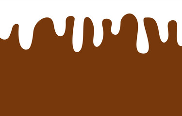 Chocolate with milk background.Chocolate dripping with milk.Melt white sauce on brown chocolate graphic vector wallpaper.