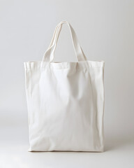 White tote bag mock up isolated on light grey background