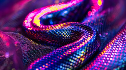 Fototapeta premium Stylized snakeskin in bright neon colors. Fashionable animal print. Symbol of 2025