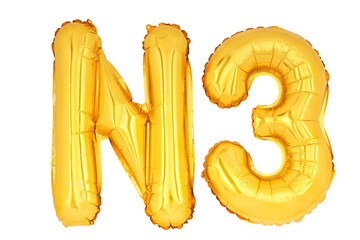 Golden word and number N3 isolate no white background.png