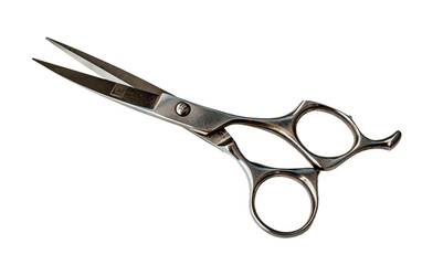 Shear Precision: Barber's Scissors, Blades Poised for Styling on white background