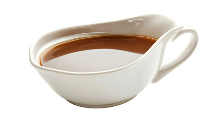 Sauce boat with turkey gravy isolated on transparent background