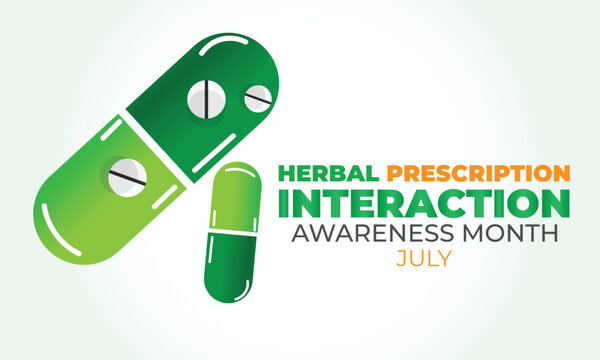 Herbal prescription interaction awareness month. background, banner, card, poster, template. Vector illustration.