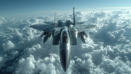 Naklejka premium Two fighter jets flying in the sky by AI generated image