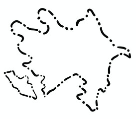 Doodle freehand dash line drawing of Azerbaijan map.