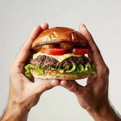 hamburger in hand