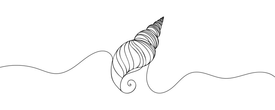 recommend clip art: seashell, continuous one line drawing. Vector minimalist linear illustration.