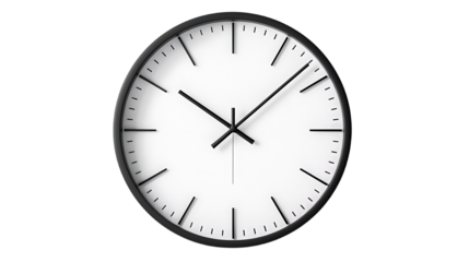 Simple wall clock isolated on transparent background
