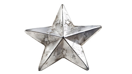 Silver star isolated on transparent background