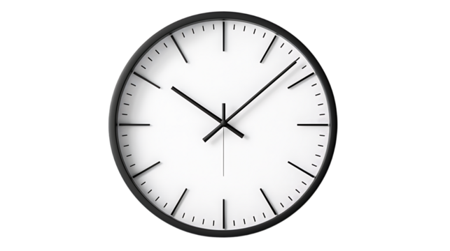 Simple wall clock isolated on transparent background