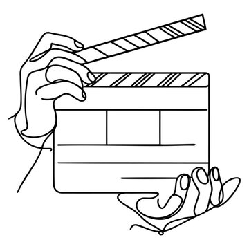 recommend clip art: Continuous one line drawing of Film Clapper.