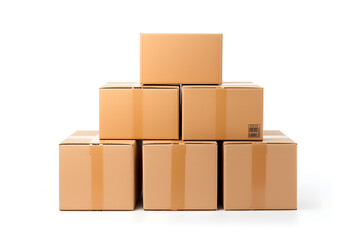 Obraz premium Cardboard boxes pile isolated on a white background