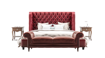 sofa set and modern luxury bedroom isolated on transparent background