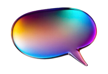 3D render of chrome element on a transparent background, molten metal. Holographic speech bubble, PNG illustration in Y2K style, iridescent surface, dialogue, SMS.