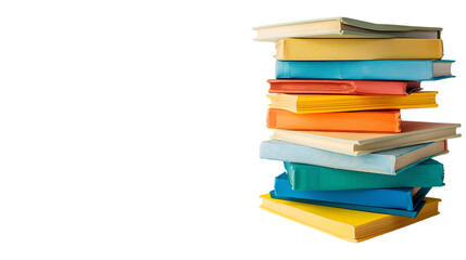 Stack of colorful books isolated on transparent background