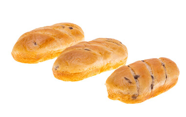 bun with chocolate drops isolated