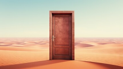 Opened door on desert UHD Wallpaper
