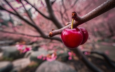 Tranquil Cherry Serenity: Captivating Close-Up