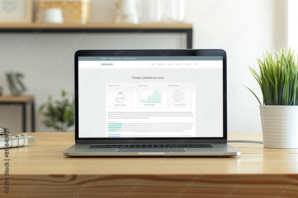 Wall mural clean and uncluttered backdrop, a commercial photo highlights the minimalist web design of a finance