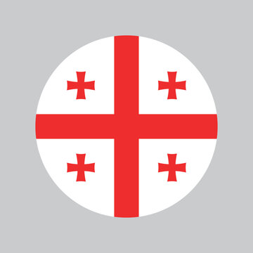 made in Georgia, round with georgian national flag colors, circle vector icon