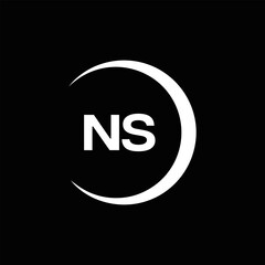 NS Letter Logo Design. Initial letters NS logo icon. Abstract letter NS N S minimal logo design template. N S Letter Design Vector with black Colors. NS logo, 