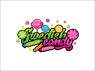 Logo Design  For Candy Shop Sweet Swedish Candy and Playful  Style Typography element vector