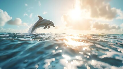 Dolphin in the water illustration, Beautiful, summer vibe, beach, ocean, sea, fish, background
