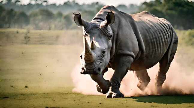 Unaufhaltsam rennt das Rhinozeros zu seinem Ziel