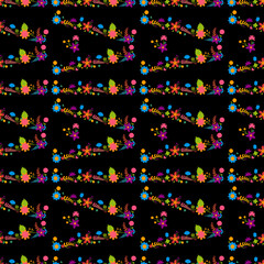 Colourful ditsy flowers print wallpaper