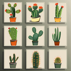 Cards template with pictures of cactuses vector image