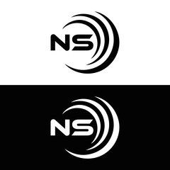 NS Letter Logo Design. Initial letters NS logo icon. Abstract letter NS N S minimal logo design template. N S Letter Design Vector with black Colors. NS logo, 