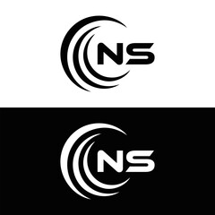 NS Letter Logo Design. Initial letters NS logo icon. Abstract letter NS N S minimal logo design template. N S Letter Design Vector with black Colors. NS logo, 